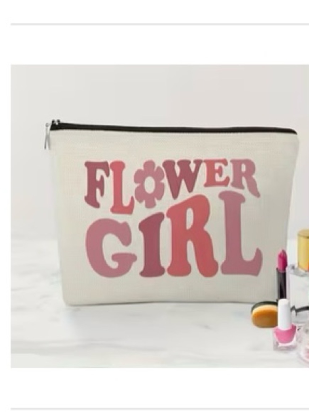 Flower Girl Pink Canvas Zip Pouch